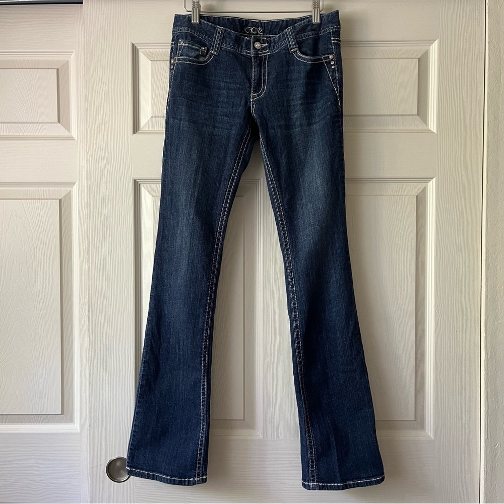 Cache Dark Blue Boot Cut Jeans Low Rise Western